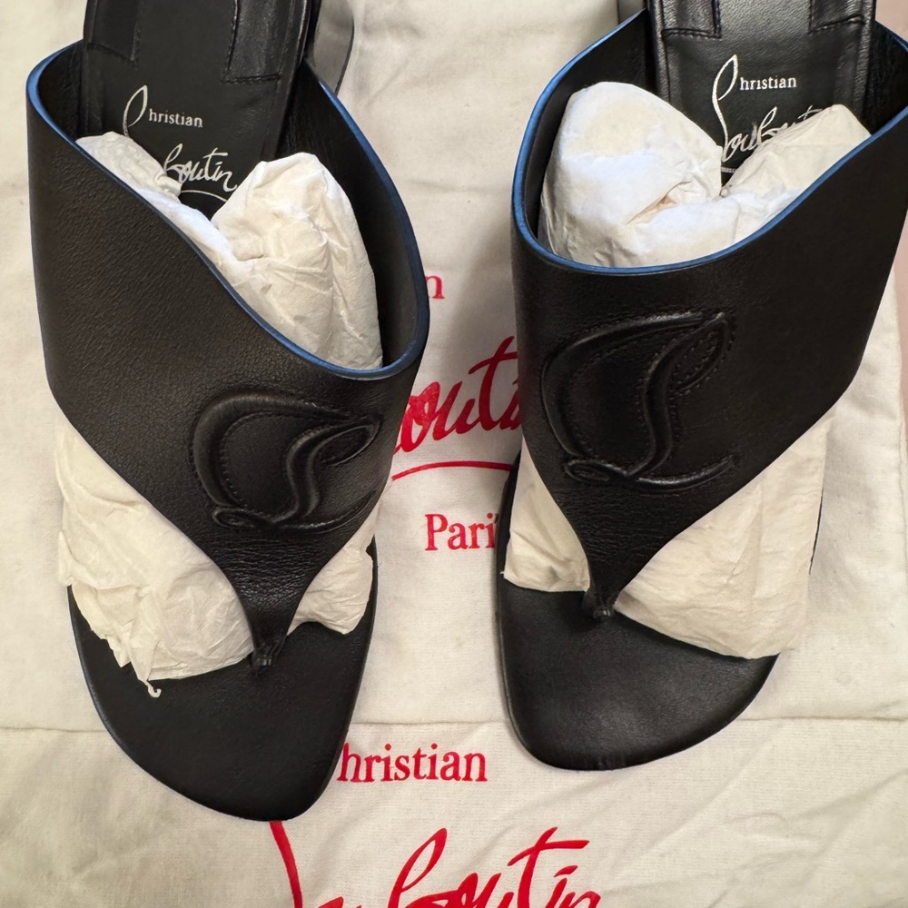 Christian Louboutin Black Leather Sandals